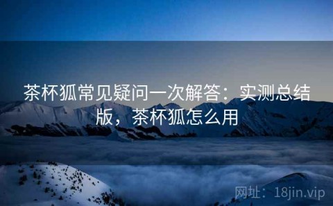 茶杯狐常见疑问一次解答：实测总结版，茶杯狐怎么用