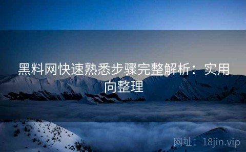 黑料网快速熟悉步骤完整解析：实用向整理